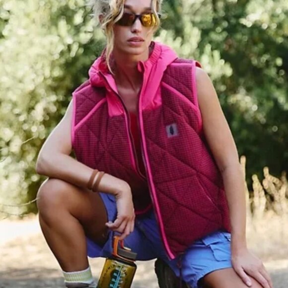NWT Free People FP Movement Recreation Reversible Fleece Puffer Vest $188 - Picture 1 of 16